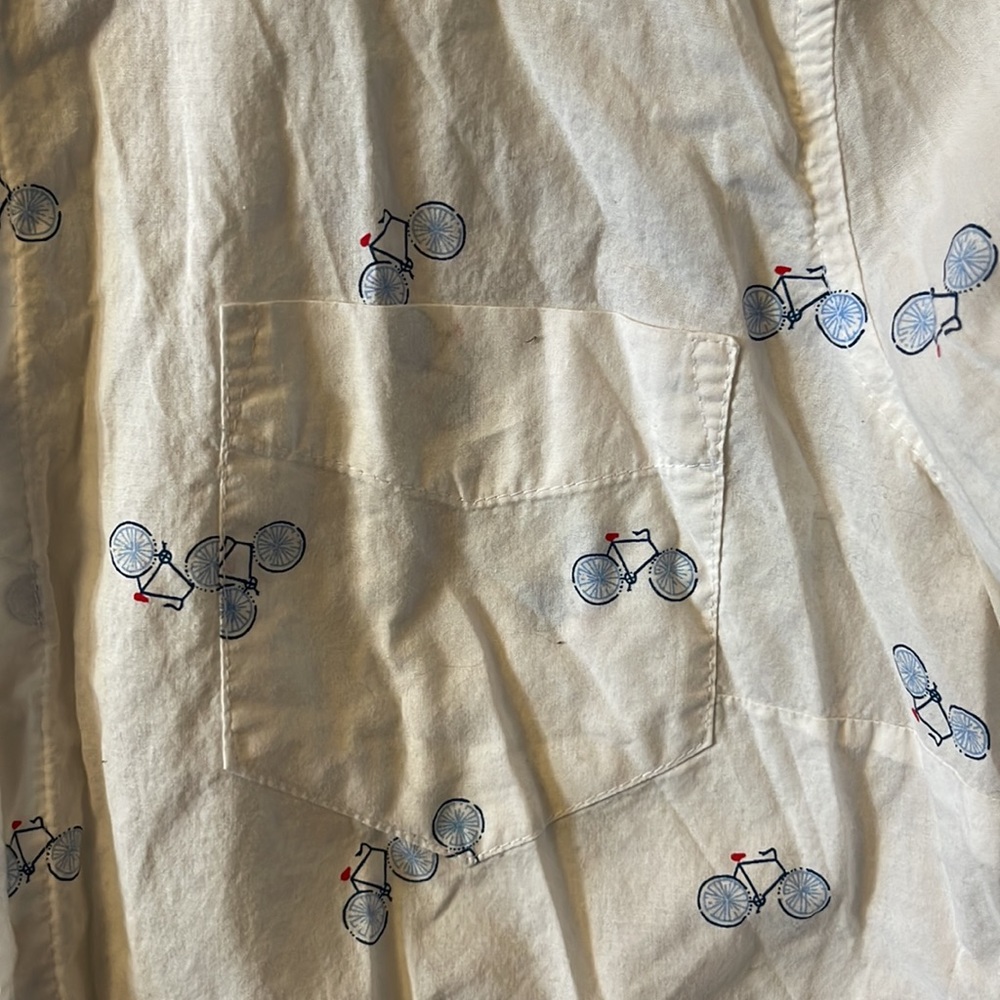 Old Navy vintage white bicycle print shirt blouse - Picture 3 of 8